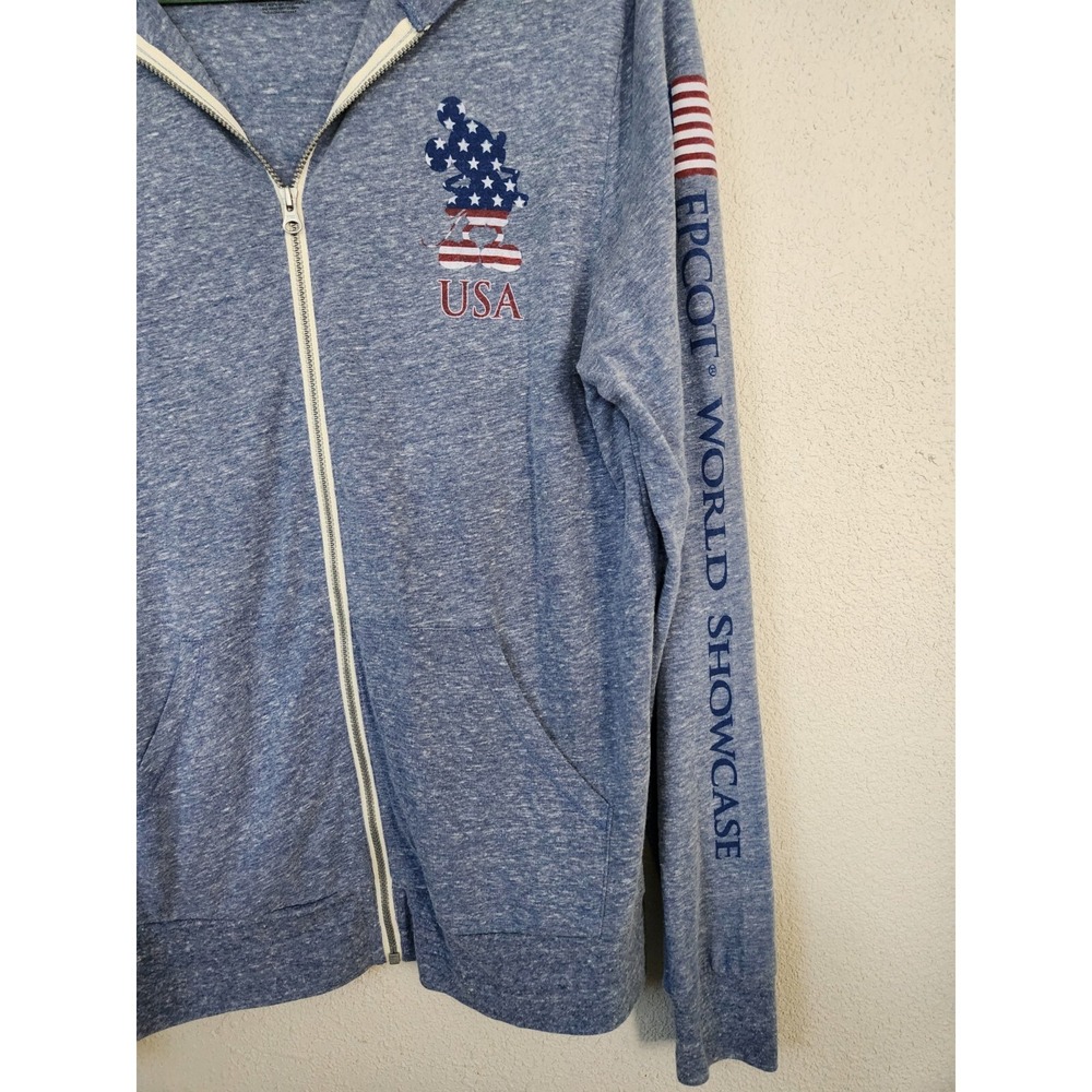 Disney Parks Full Zip Long Sleeve Epcot Jacket USA World Showcase Womens Small - Picture 2 of 5